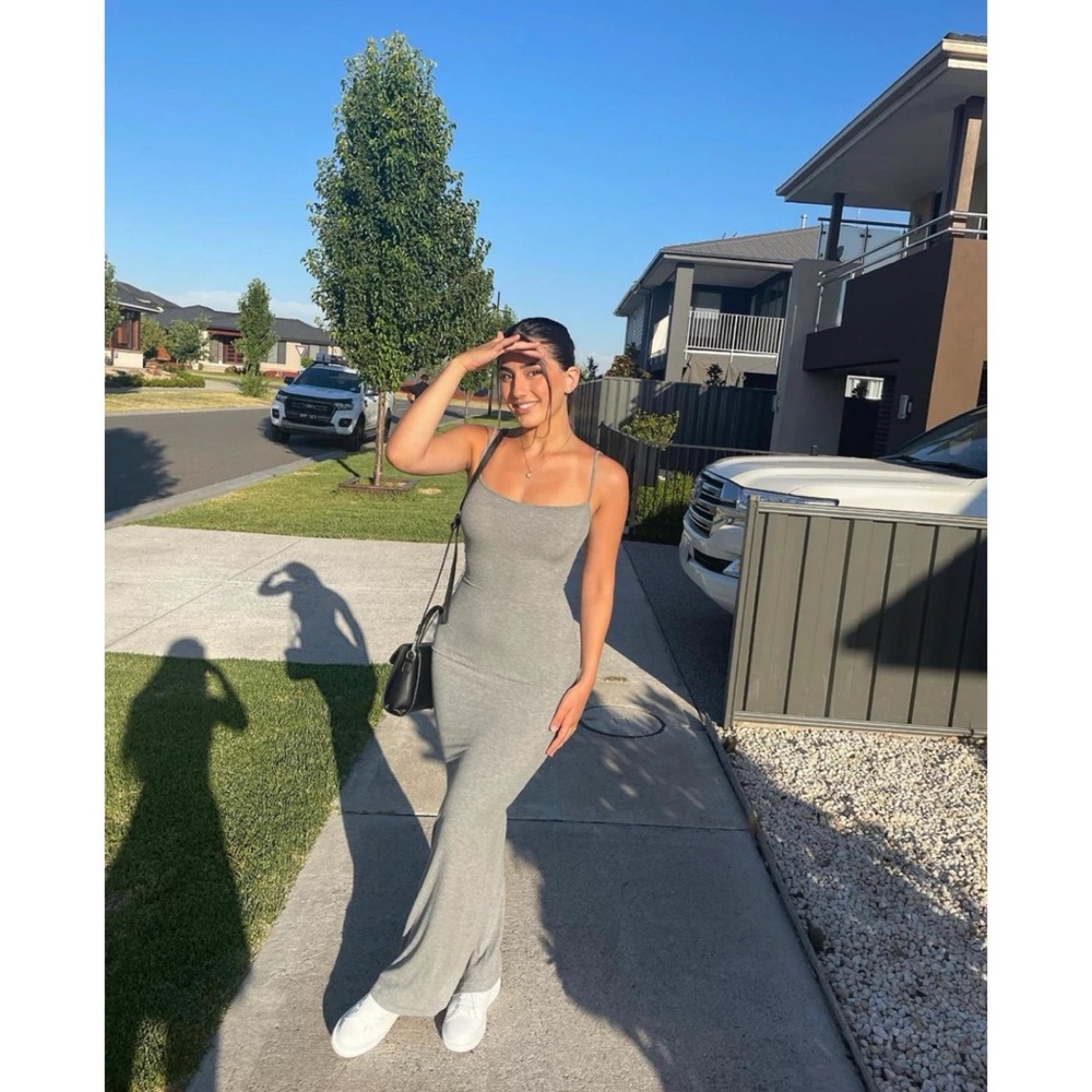 SKIMS Grey Ribbed Maxi Slip Dress - Picture 3 of 4